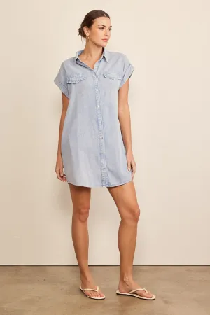 Acid washed button down dress