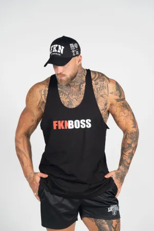 FKNBOSS | Men's Gym Stringer Singlet | Black