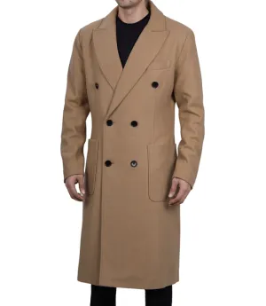 Fredrick Men's Double Breasted Beige Wool Coat Men