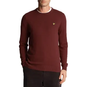 Lyle & Scott Cotton Merino Blend Crew Neck Pullover - Burgundy