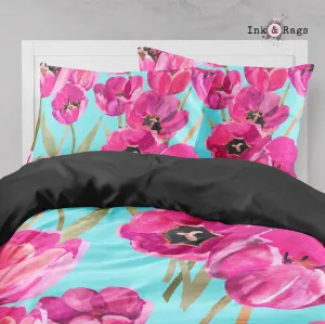 Pink Poppy and Turquoise Big Kids Bedding Collection