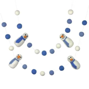 Winter Snowman Felt Garland- Blue