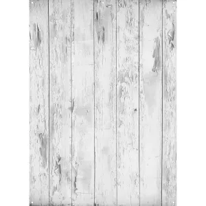 X-Drop Canvas Backdrop - White Mist Distressed Wood (5' x 7')